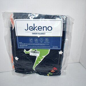 Jekeno Glow-in-the-Dark Dinosaur Blanket – Soft Plush Throw – 50”x60” – Navy Blu